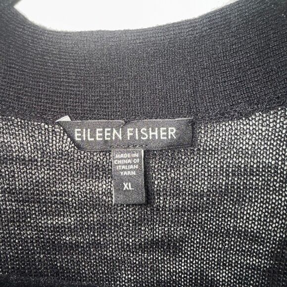 Eileen Fisher 100% Wool Open Front Cardigan - Black XL - Picture 4 of 5